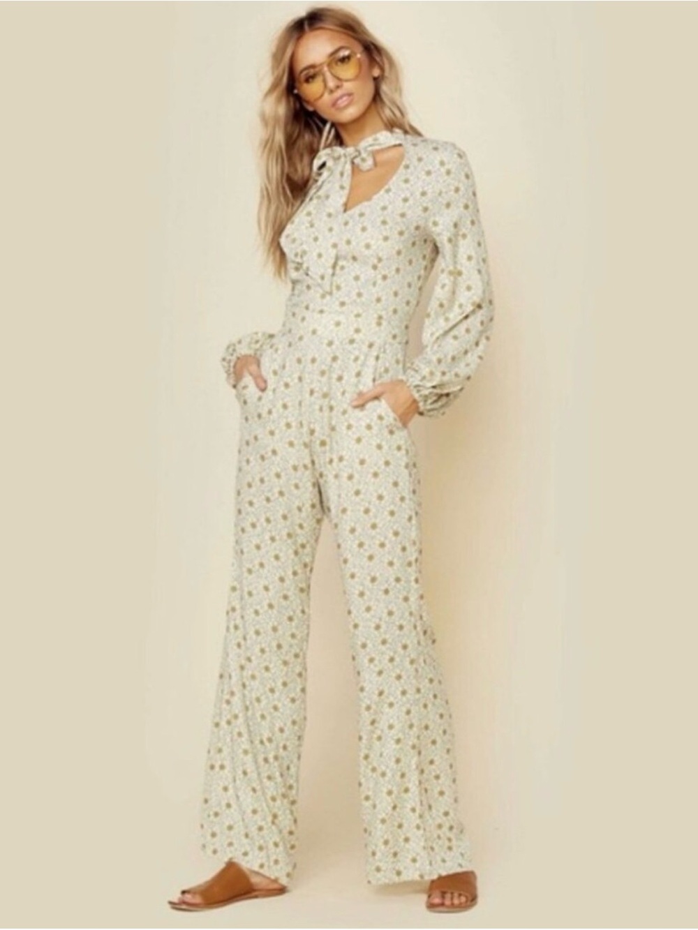Cleobella Daisy Floral Wide Leg Jumpsuit XS NWT